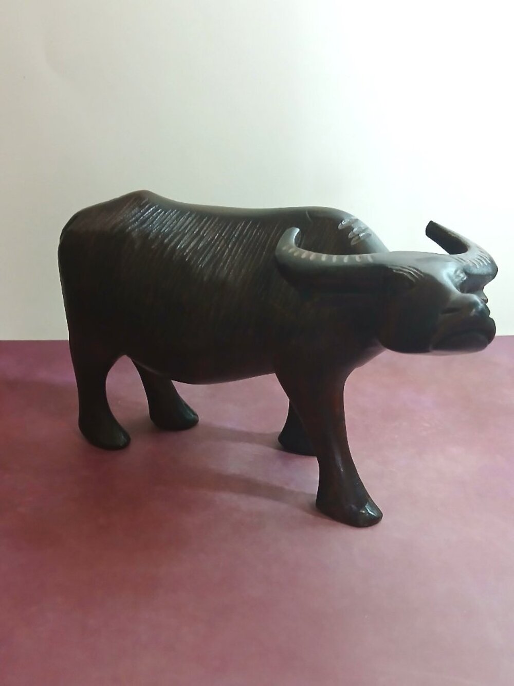 Hand Carved Wooden Majestic Asian Water Buffalo Figure